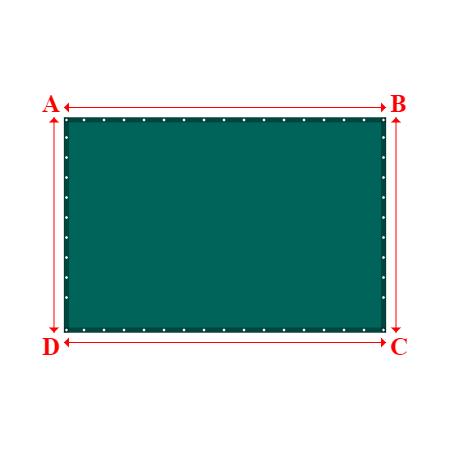 Bâche plate rectangle sur mesure en Protect covert 905F3 900gr/m², toile PVC Etanche Vert industrie - 3.22x2.15m
