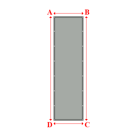 Bâche plate rectangle sur mesure en Membrane PVC 670gr/m² Gris clair RAL 7038 - 1.00x3.50m