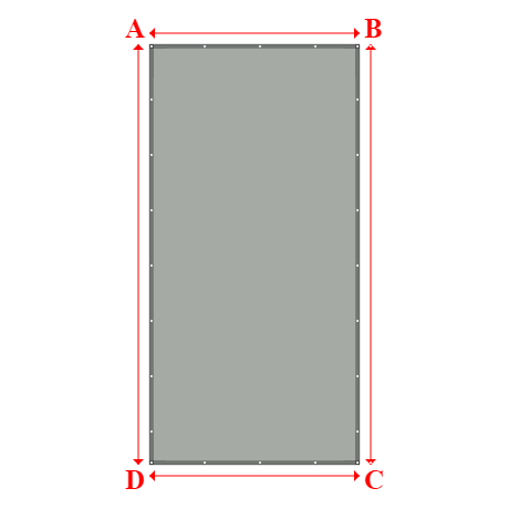 Bâche plate rectangle sur mesure en Membrane PVC 670gr/m² Gris clair RAL 7038 - 2.50x5.00m