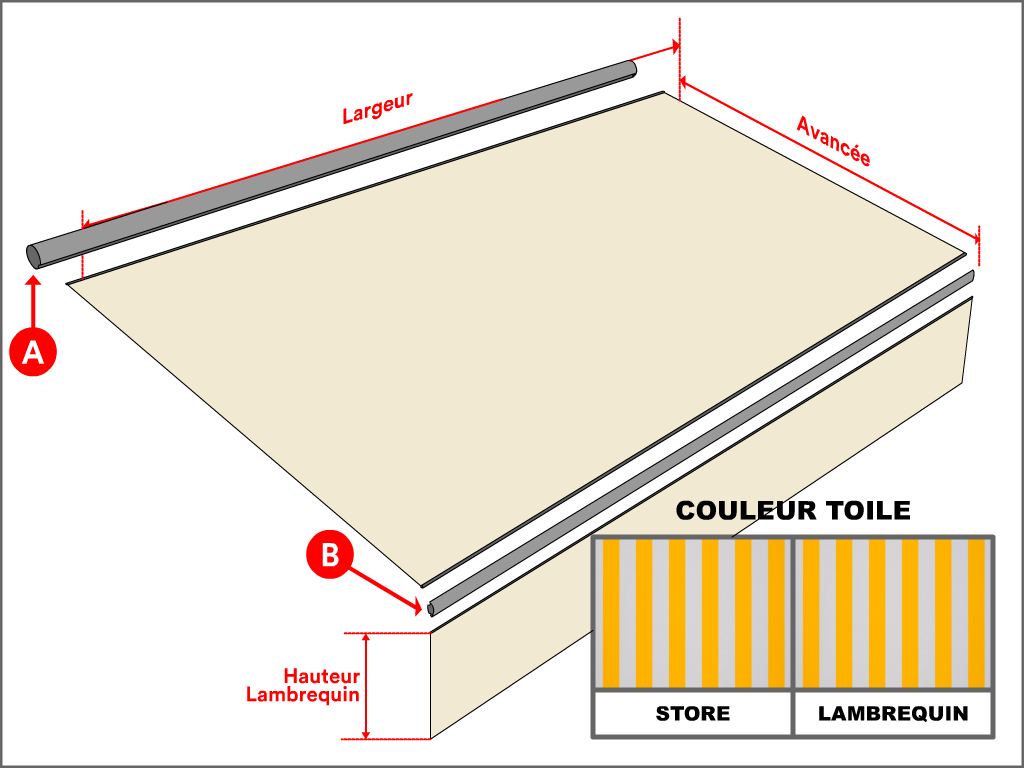 Toile pour store banne Dickson Orchestra Rayure classique 8553 Blanc/jaune  - 2.5x1.5m - remplacement toile de store banne
