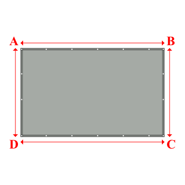 Bâche plate rectangle sur mesure en Membrane PVC 670gr/m² Gris clair RAL 7038 - 3.13x1.93m