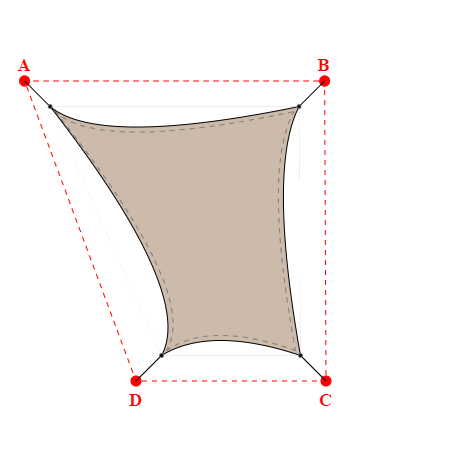 Voile d'ombrage trapèze en Soltis Lounge 96 Sandy beige 96-2135 - 2,49x2,49x1,39x2,69m