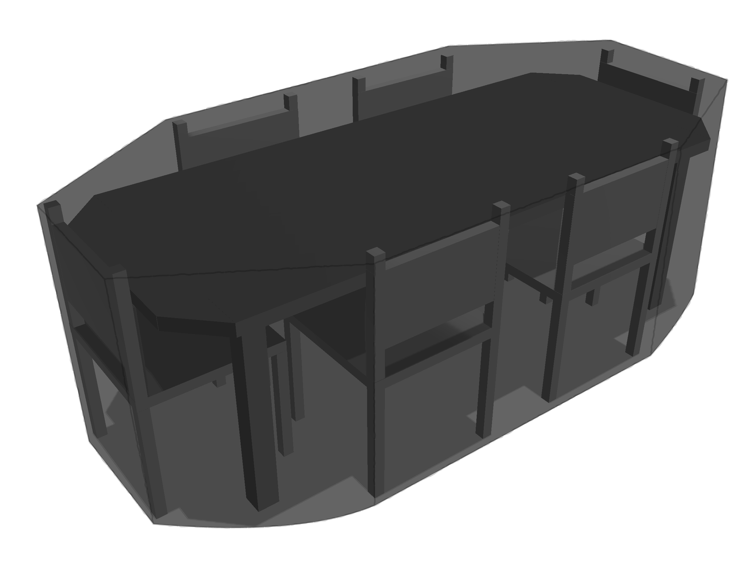 Table de jardin octogonale avec chaises en Membrane PVC 670gr/m² Noir RAL 9005