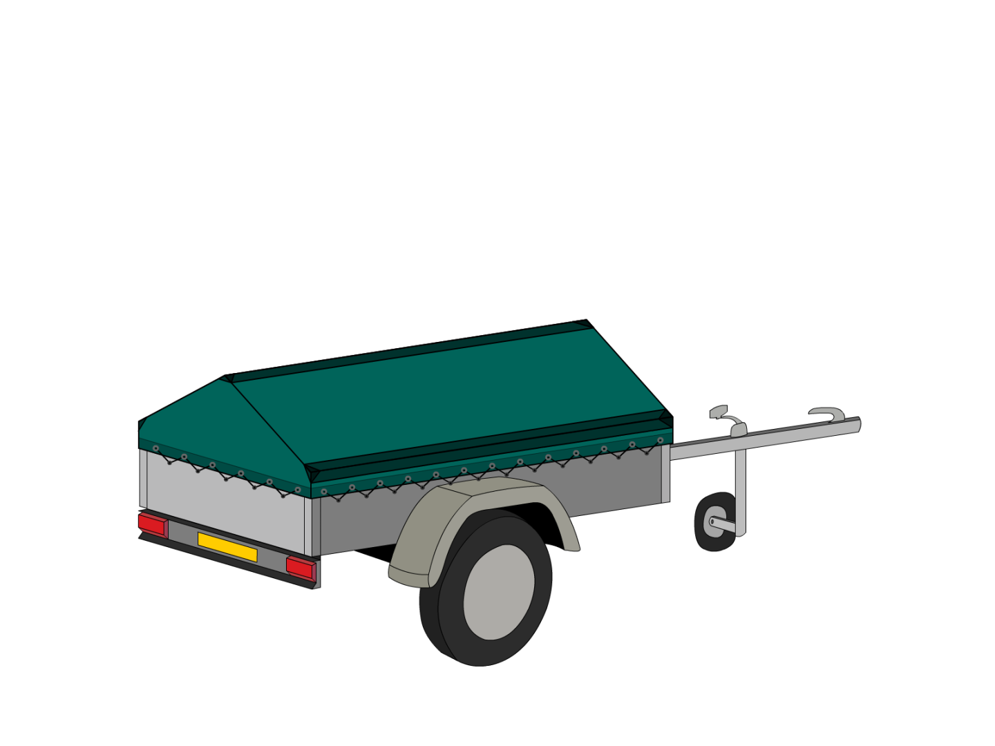 Bâche pour remorque bagagère Basse flèche en Membrane PVC 670gr/m² Vert industrie RAL 6026