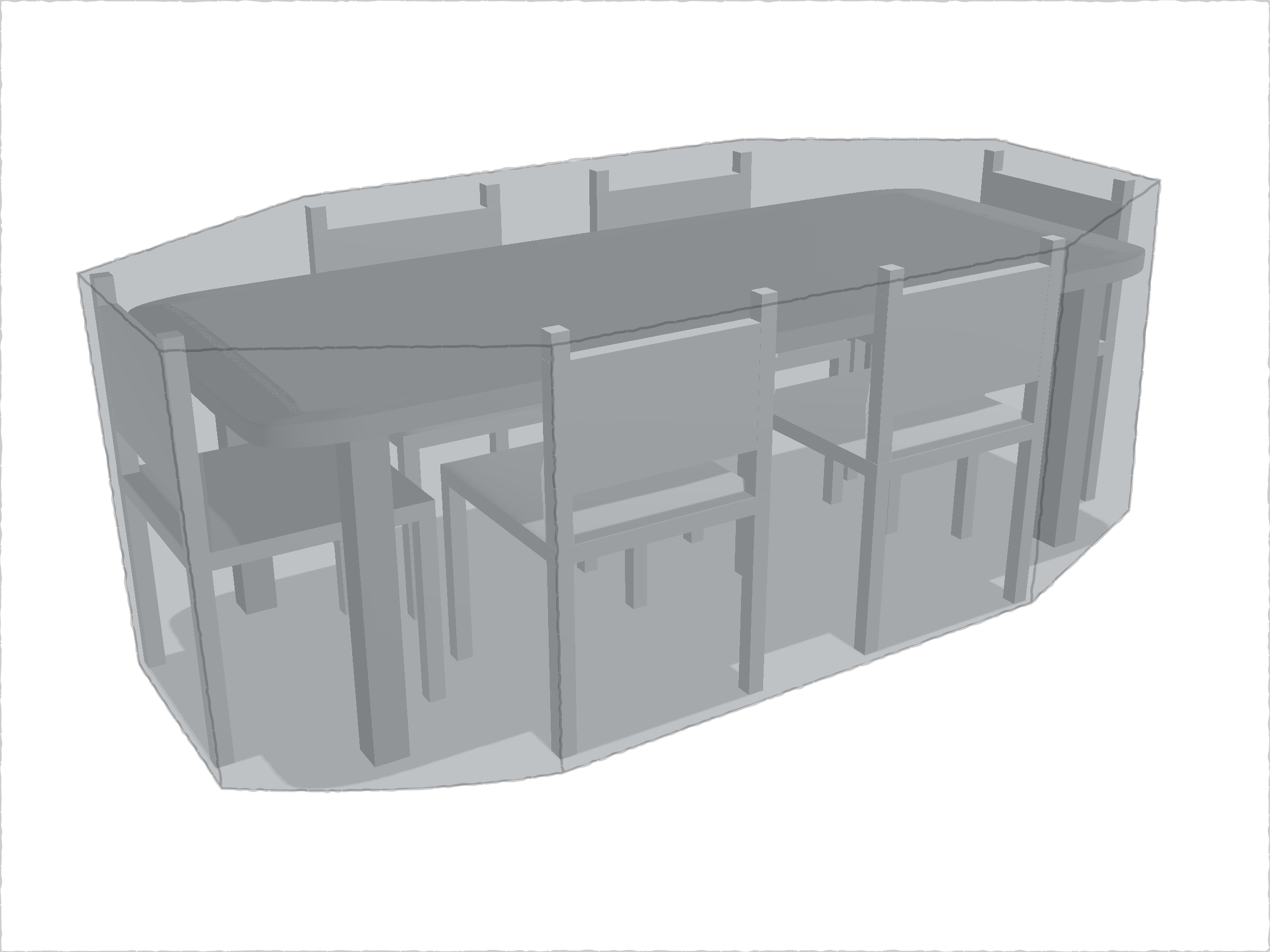 Table de jardin rectangle avec chaises en POLY420 Gris