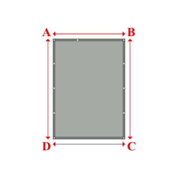 Bâche plate rectangle sur mesure en Membrane PVC 670gr/m² Gris clair RAL 7038 - 1.46x2.03m