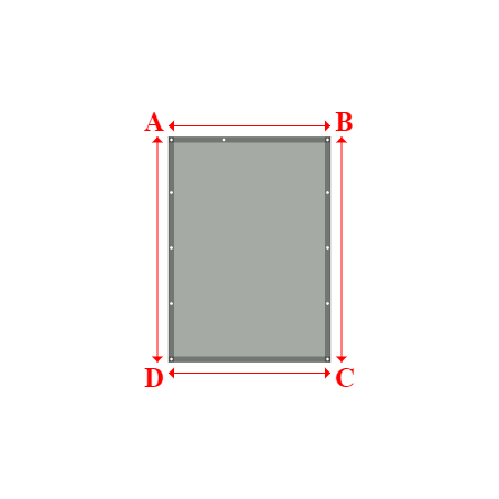 Bâche plate rectangle sur mesure en Membrane PVC 670gr/m² Gris clair RAL 7038 - 1.46x2.03m