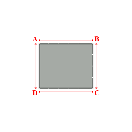 Bâche plate rectangle sur mesure en Membrane PVC 670gr/m² Gris clair RAL 7038 - 1.90x1.60m