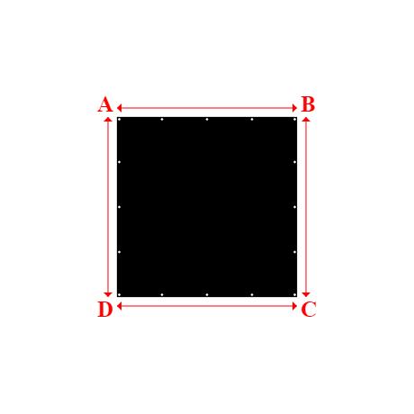 Bâche plate rectangle sur mesure en Membrane PVC 670gr/m² Noir RAL 9005 - 2.00x2.00m