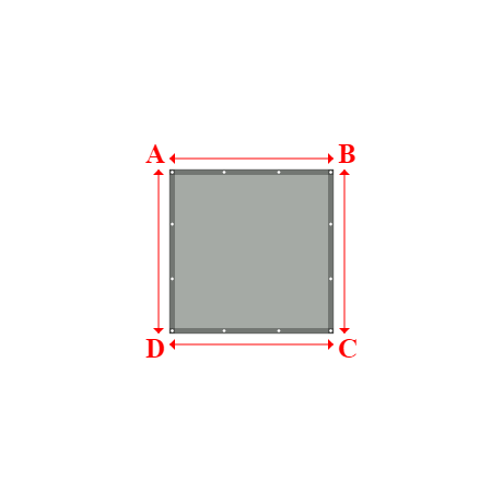 Bâche plate rectangle sur mesure en Membrane PVC 670gr/m² Gris clair RAL 7038 - 1.50x1.50m