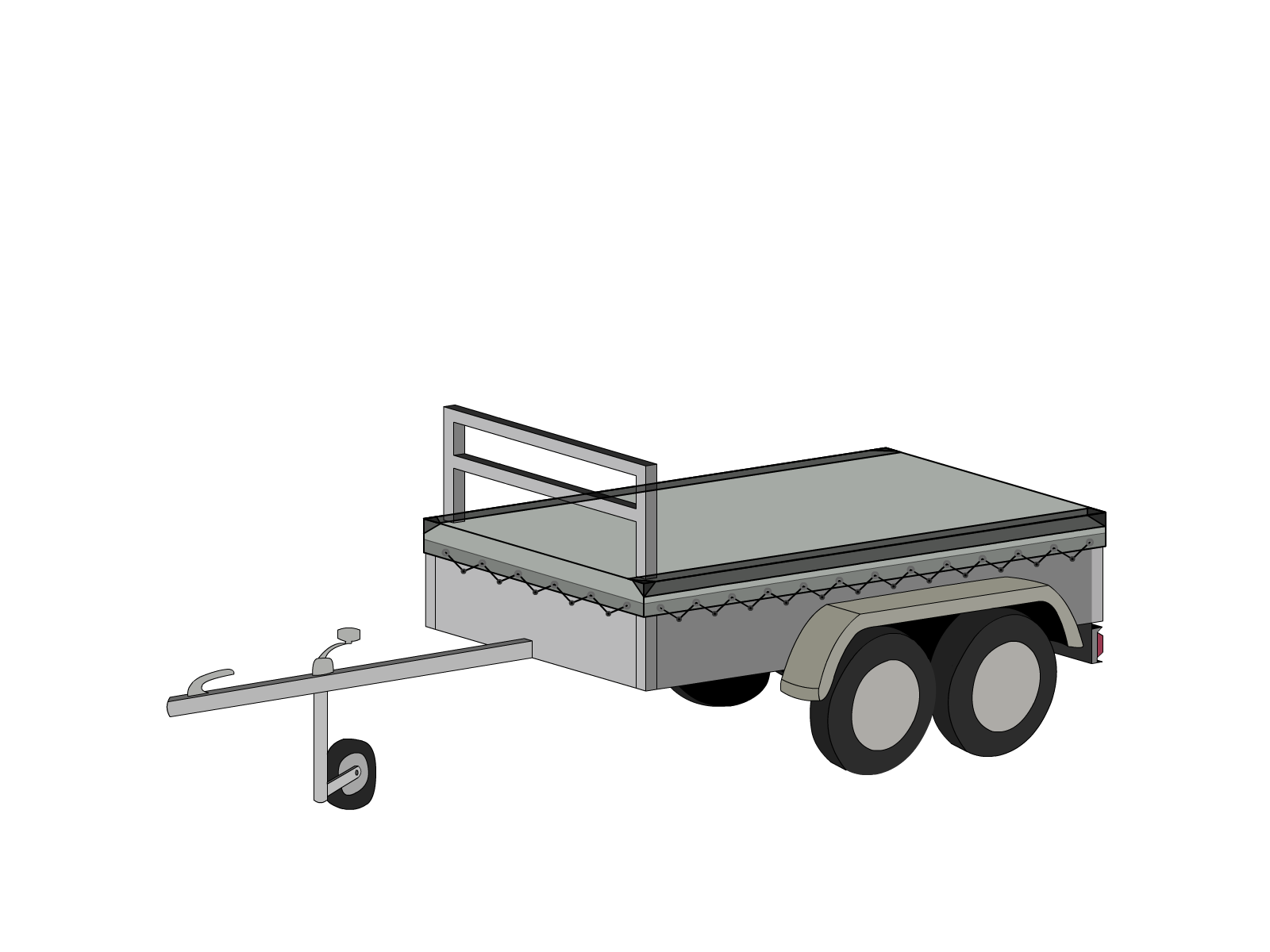 Bâche pour remorque bagagère Basse droite en Membrane PVC 670gr/m² Gris clair RAL 7038