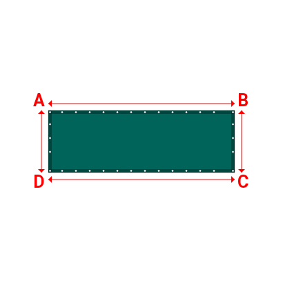 Bâche plate rectangle sur mesure en Membrane PVC 670gr/m² Vert industrie RAL 6026 - 2.70x0.90m