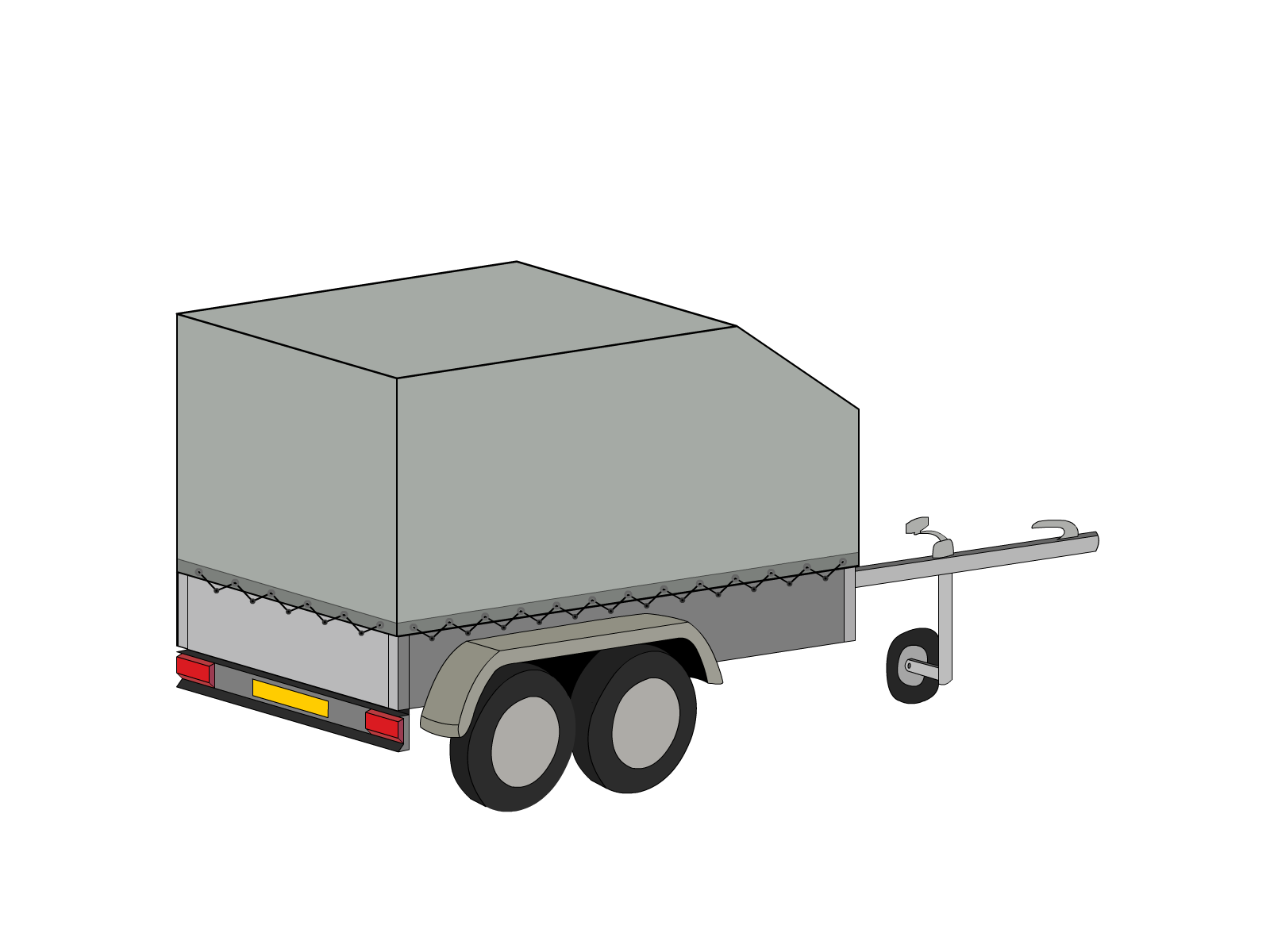 Bâche pour remorque bagagère Aérodynamique en Membrane PVC 670gr/m² Gris clair RAL 7038