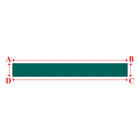 Bâche plate rectangle sur mesure en Membrane PVC 670gr/m² Vert industrie RAL 6026 - 13.00x1.50m