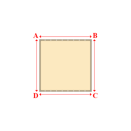 Bâche plate rectangle sur mesure en Membrane PVC 670gr/m² Beige ral 1015 - 1.83x1.83m