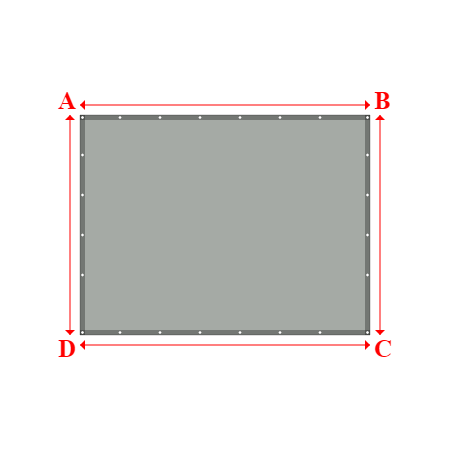 Bâche plate rectangle sur mesure en Membrane PVC 670gr/m² Gris clair RAL 7038 - 2.90x2.20m