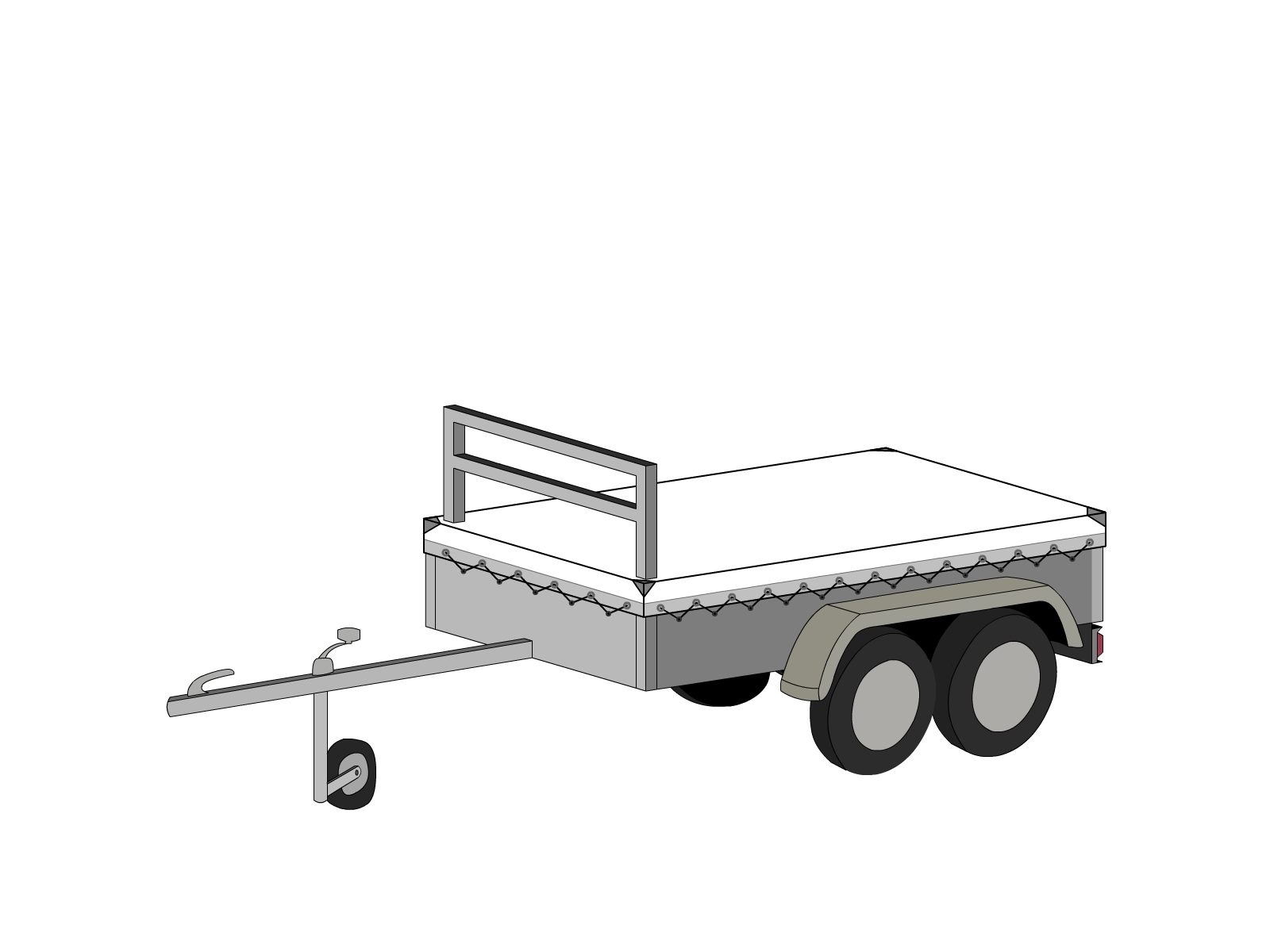 Bâche pour remorque bagagère Basse droite en Membrane PVC 670gr/m² Blanc RAL 9016