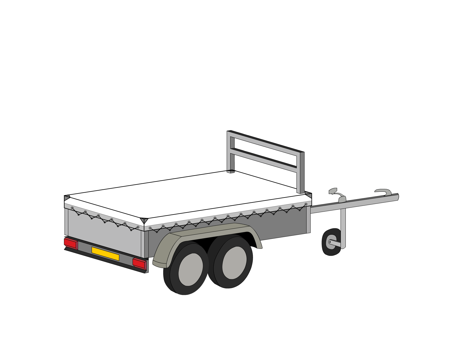 Bâche pour remorque bagagère Basse droite en Membrane PVC 670gr/m² Blanc RAL 9016