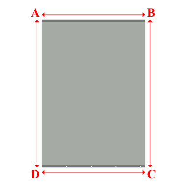 Bâche plate rectangle sur mesure en Membrane PVC 670gr/m² Gris clair RAL 7038 - 2.65x3.80m