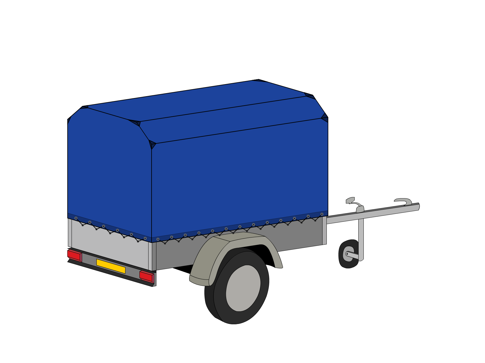 Bâche pour remorque bagagère Pan coupé en Membrane PVC 670gr/m² Bleu foncé RAL 5002