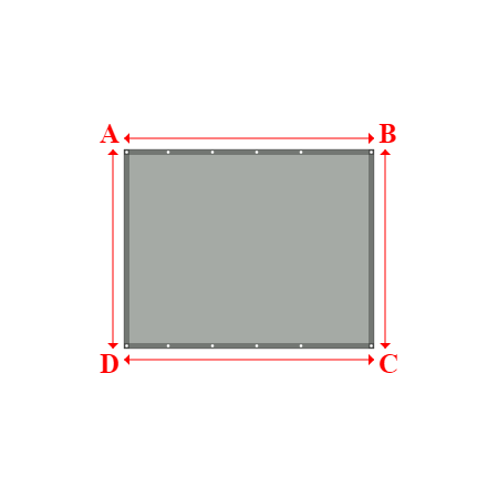 Bâche plate rectangle sur mesure en Membrane PVC 670gr/m² Gris clair RAL 7038 - 2.26x1.80m
