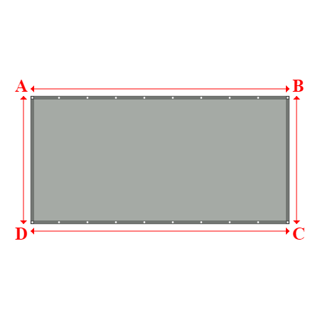 Bâche plate rectangle sur mesure en Membrane PVC 670gr/m² Gris clair RAL 7038 - 3.64x1.80m