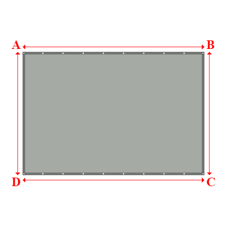 Bâche plate rectangle sur mesure en Membrane PVC 670gr/m² Gris clair RAL 7038 - 3.60x2.44m
