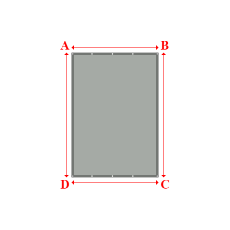 Bâche plate rectangle sur mesure en Membrane PVC 670gr/m² Gris clair RAL 7038 - 1.70x2.44m