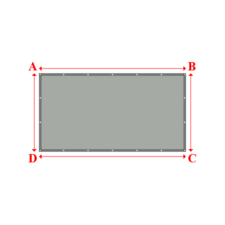 Bâche plate rectangle sur mesure en Membrane PVC 670gr/m² Gris clair RAL 7038 - 3.00x1.60m
