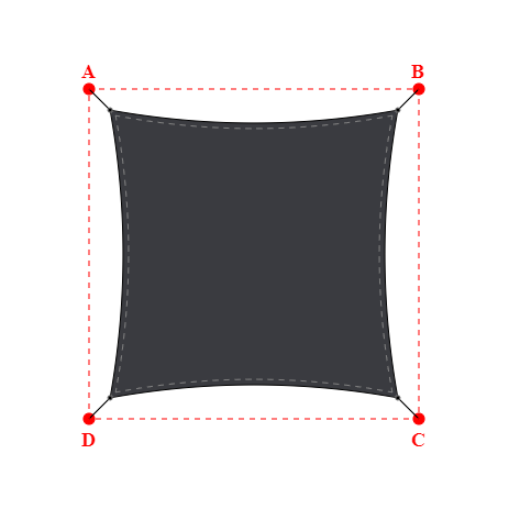 Voile d'ombrage carrée en Soltis Perform 92 Anthracite 92-2047 - 3,49x3,49x3,49x3,49m