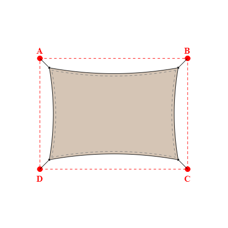 Voile d'ombrage rectangle en Soltis Perform 92 Beige Sablé 92-2135 - 3,49x2,49x3,49x2,49m