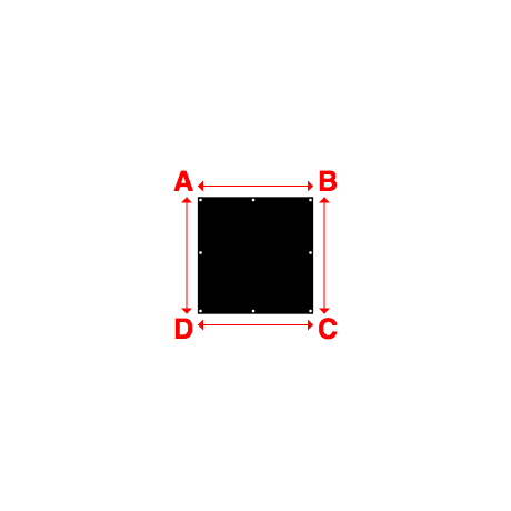 Bâche plate rectangle sur mesure en Membrane PVC 670gr/m² Noir RAL 9005 - 1.04x1.05m