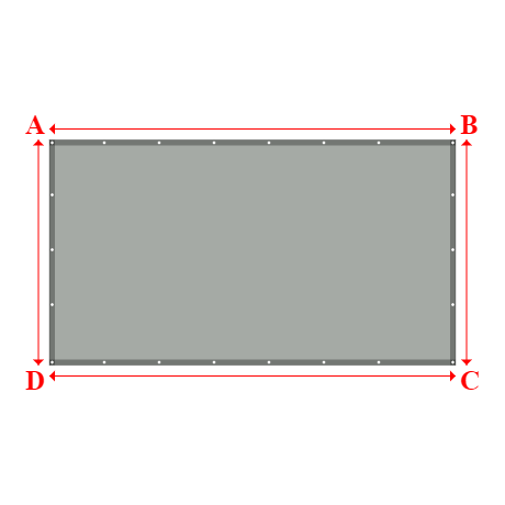 Bâche plate rectangle sur mesure en Membrane PVC 670gr/m² Gris clair RAL 7038 - 3.70x2.05m