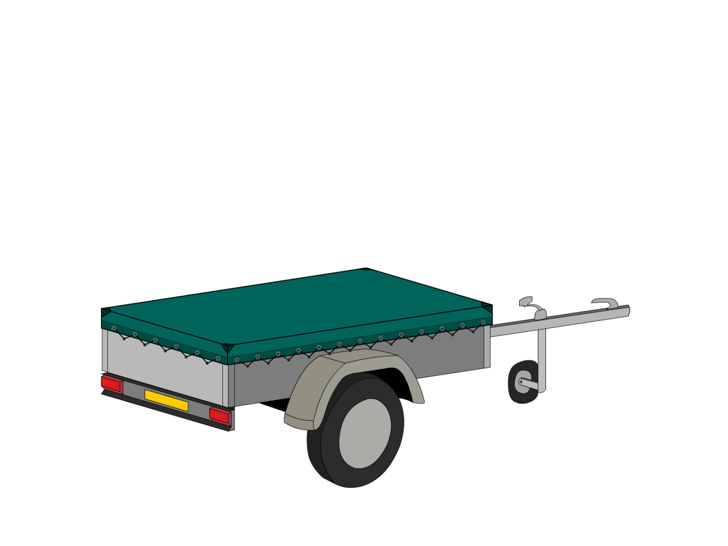 Bâche pour remorque bagagère Basse droite en Membrane PVC 670gr/m² Vert industrie RAL 6026