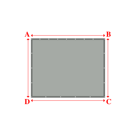 Bâche plate rectangle sur mesure en Membrane PVC 670gr/m² Gris clair RAL 7038 - 2.50x2.00m