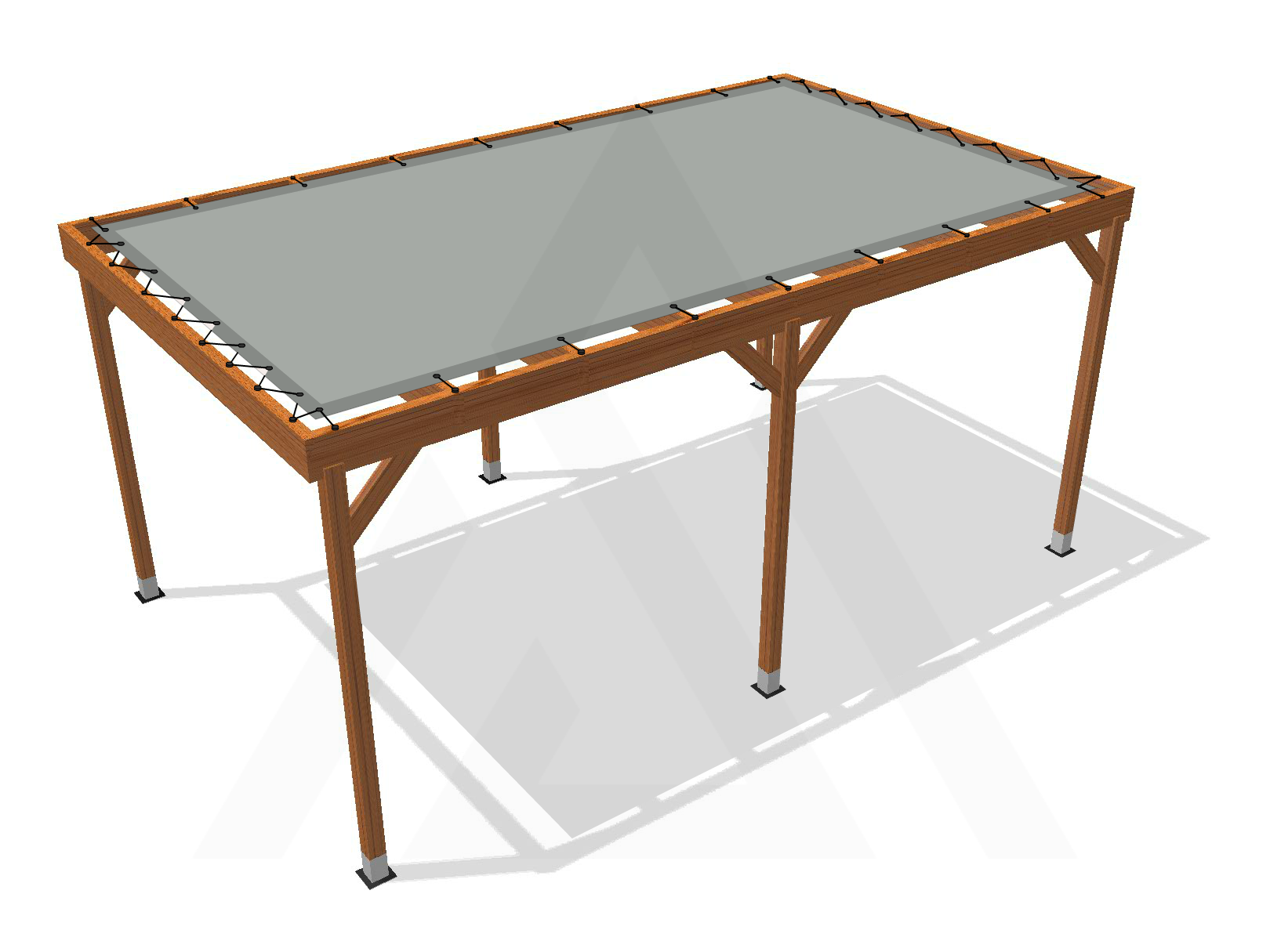 Bâche pour pergola bois sur pieds sans débord en Membrane PVC 670gr/m² Gris clair RAL 7038