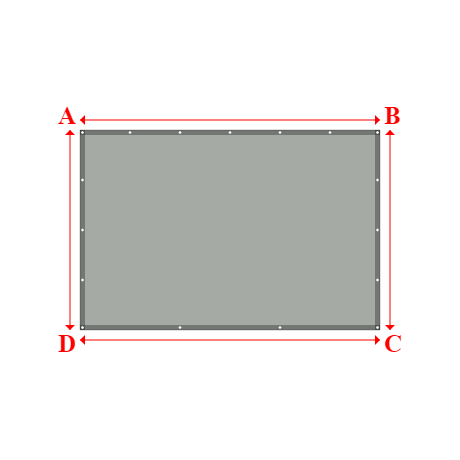 Bâche plate rectangle sur mesure en Membrane PVC 670gr/m² Gris clair RAL 7038 - 3.00x2.00m