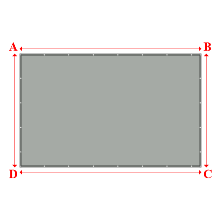 Bâche plate rectangle sur mesure en Membrane PVC 670gr/m² Gris clair RAL 7038 - 4.00x2.50m