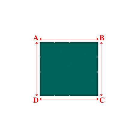 Bâche plate rectangle sur mesure en Membrane PVC 670gr/m² Vert industrie RAL 6026 - 1.95x1.80m