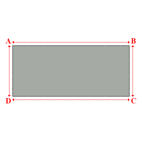 Bâche plate rectangle sur mesure en Membrane PVC 670gr/m² Gris clair RAL 7038 - 8.00x3.50m