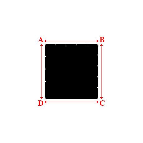 Bâche plate rectangle sur mesure en Membrane PVC 670gr/m² Noir RAL 9005 - 1.72x1.76m