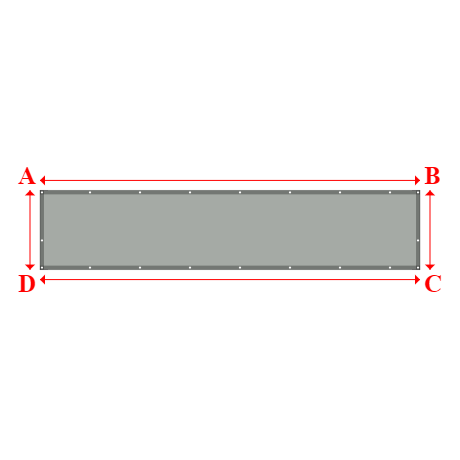 Bâche plate rectangle sur mesure en Membrane PVC 670gr/m² Gris clair RAL 7038 - 4.80x1.00m