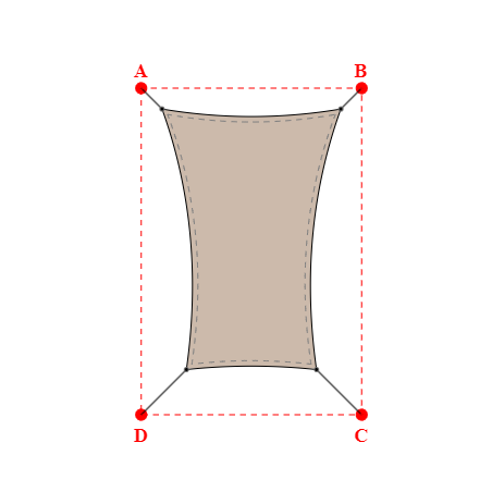 Voile d'ombrage rectangle en Soltis Lounge 96 Sandy beige 96-2135 - 2,19x3,19x1,59x3,19m