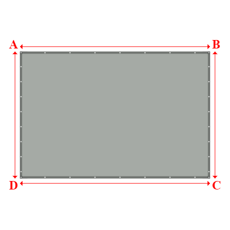 Bâche plate rectangle sur mesure en Membrane PVC 670gr/m² Gris clair RAL 7038 - 4.50x3.00m