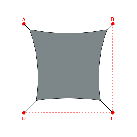 Voile d'ombrage carrée en Soltis Lounge 96 Platine 96-50844 - 3,49x3,19x2,89x3,19m