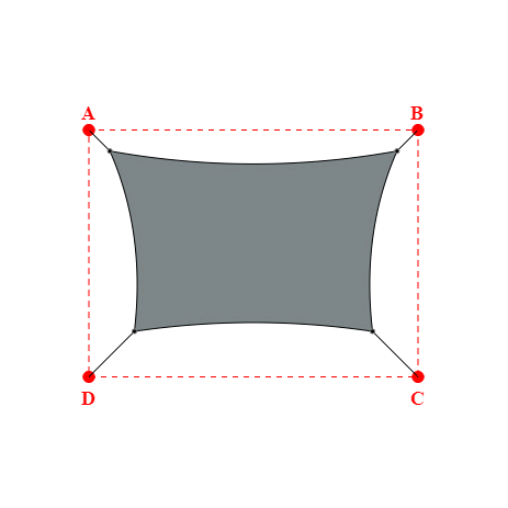 Voile d'ombrage rectangle en Soltis Lounge 96 Platine 96-50844 - 3,49x2,19x2,89x2,19m