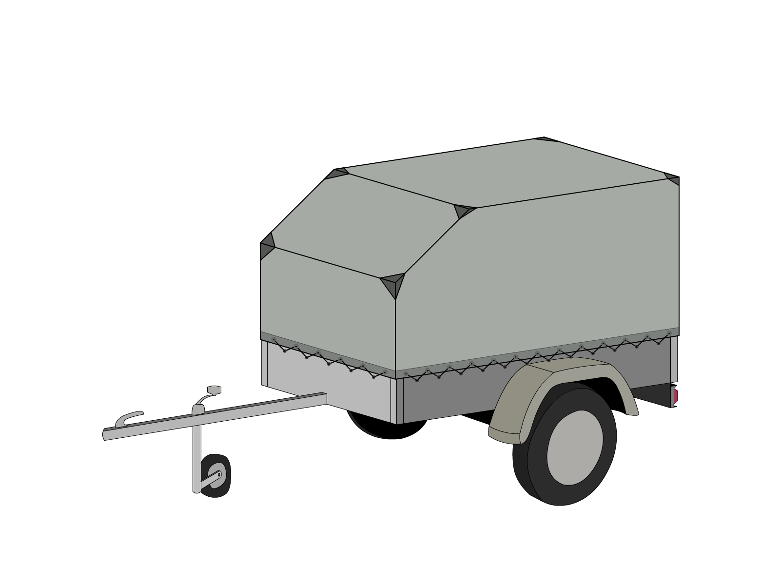 Bâche pour remorque bagagère Aérodynamique en Membrane PVC 670gr/m² Gris clair RAL 7038