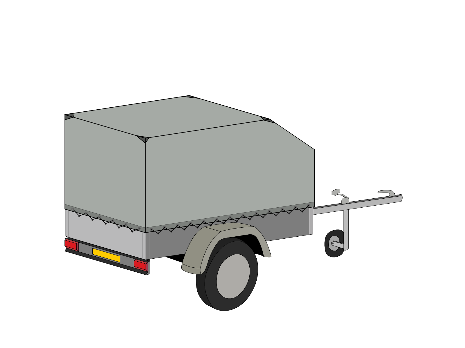 Bâche pour remorque bagagère Aérodynamique en Membrane PVC 670gr/m² Gris clair RAL 7038