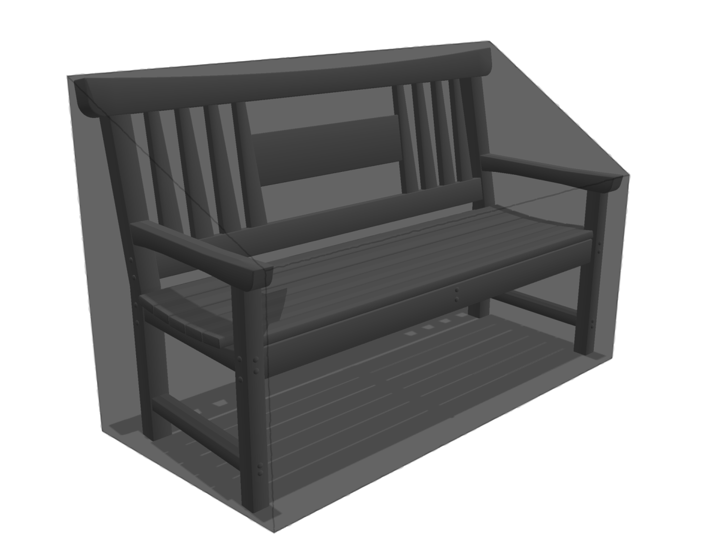 Banc de jardin en Membrane PVC 670gr/m² Noir RAL 9005