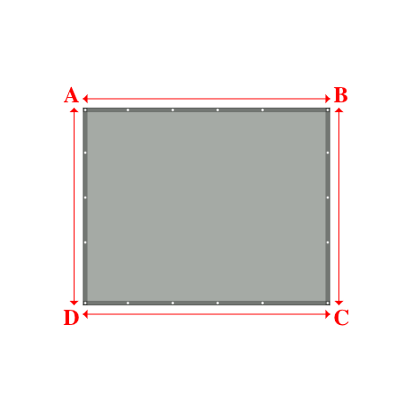 Bâche plate rectangle sur mesure en Membrane PVC 670gr/m² Gris clair RAL 7038 - 2.75x2.20m